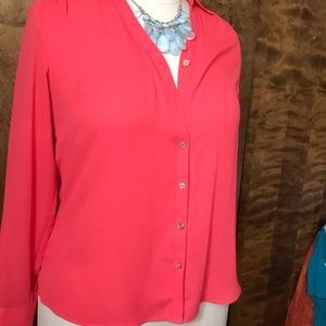 Coral Blouse with Gold buttons